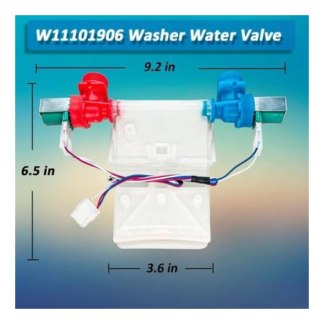 References W11101906 and W11210463 are compatible with the W10701461 water inlet solenoid valve (120 V AC) of Whirlpool washing machines. (1/2)