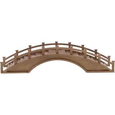 Pont Miniature Décoratif en Bois Naturel Arche Élégante, Modèle Créatif pour Décoration de Bureau ou Mini Scène, Matériau Robuste et Finition Café (1/5)