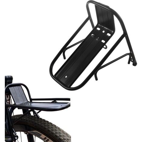 Portapacchi anteriore per biciclette, portapacchi per mountain bike, staffa regolabile, per ciclismo, campeggio, sport, viaggi (nero) (1/5)