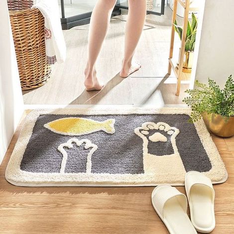 Tappetini da bagno antiscivolo e assorbenti, lavabili in lavatrice, tappetino da bagno morbido in peluche, tappetino doccia ad asciugatura rapida con retro in gomma antiscivolo, k (1/2)