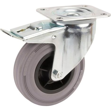 Roulettes pivotantes à bandage en caoutchouc noir TENTE 3477PIR125P62 (1/2)