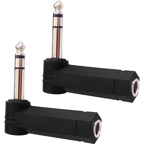 Adaptateur audio robuste avec fiche coudée de 6,35 mm et connexion à réduction de bruit, adapté aux consoles de mixage, amplificateurs, haut-parleurs, mandolines électriques, etc., disponible en plusi (1/5)
