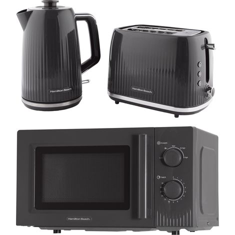 Kettle, Toaster & Microwave Set Charcoal Grey Miami Hamilton Beach HBMIAKSCH