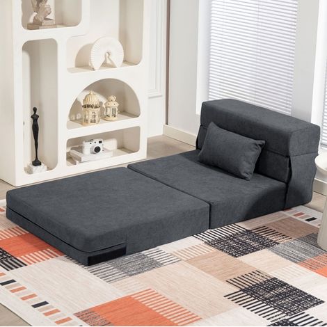 MEUBLIV Poltrona letto convertibile 3 in 1 grigio scuro – poltrona, chaise longue e letto (1/5)