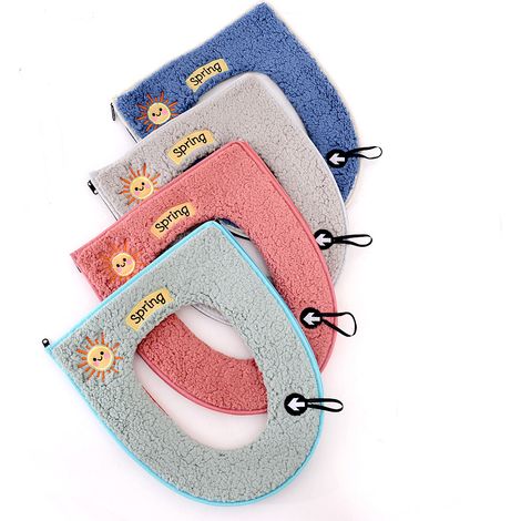 Lot de 4 Housses de Siège de Toilette en Peluche Chaude avec (1/5)