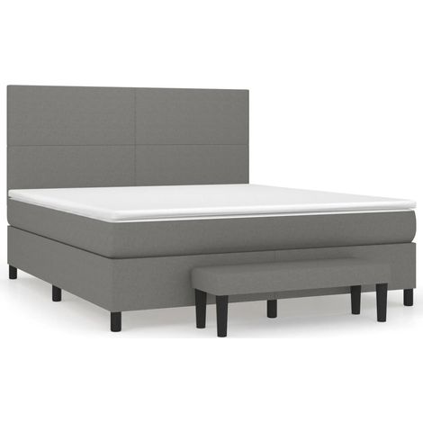 Maison Exclusive - Giroletto a Molle con Materasso Grigio Scuro 180x200 cm Tessuto