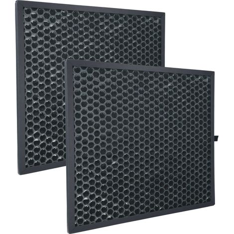 vhbw 2x Aktivkohlefilter kompatibel mit Sharp FP-F30EUH, FZ-J30EU, KC-F32EUW, FP-J30EU Luftreiniger - Luftfilter Schwarz