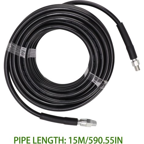 Kit de nettoyage de canalisations à jet d'eau haute pression 5800 psi M22, buses de 1/4 pouce, kit de nettoyage de canalisations à jet d'eau haute pression 15 m pour toilettes. (1/5)