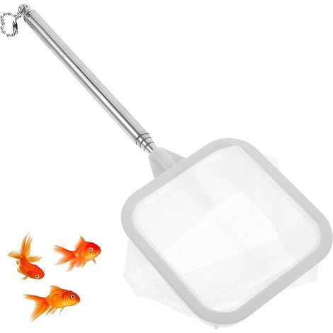 Aquarium Net with Telescopic Handle 20.5-57 cm with Removable Head and Suction Cups, 1 Piece, White (1/5)
