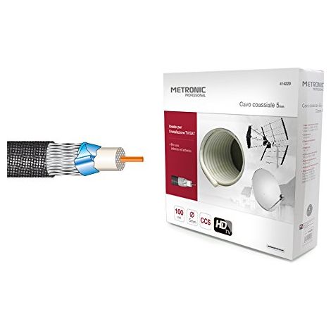 Cavo Coassiale Tv Sat À ± x 100 Metri Metronic 5 mm 0,15 mm