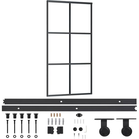 Porte coulissante,Porte intérieure,Porte d'entrée et quincaillerie Verre et Aluminium 102x205cm CFW39361 (1/5)