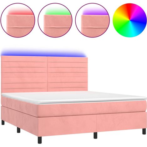 Maison Exclusive - Boxspringbett mit Matratze & LED Rosa 180x200