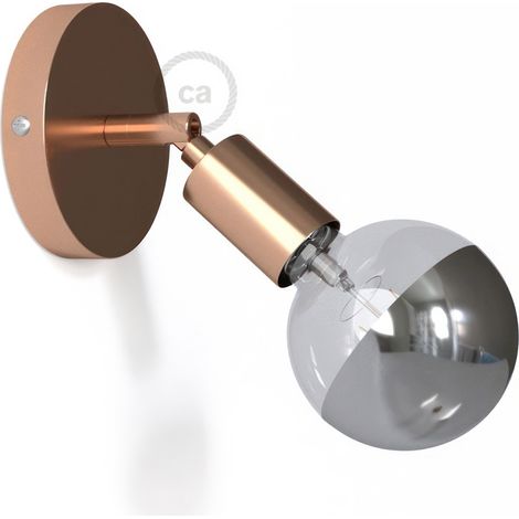 Fermaluce Metallo 90°, punto luce orientabile da parete o soffitto  Con lampadina - Rame - Matter ON/OFF