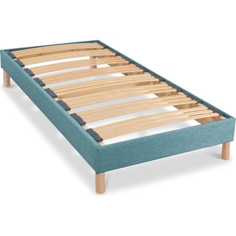 BELLECOUR LITERIE Sommier à lattes en bois LUMIERE 90x200 cm Coloris Vert d'eau Livré en kit (1/3)