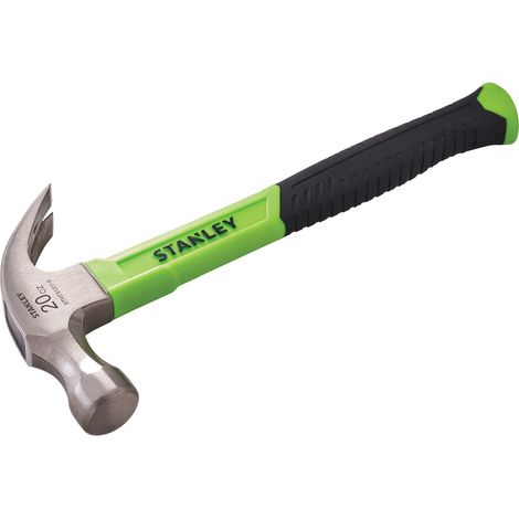 STANLEY Green Hi-Vis Fibreglass Claw Hammer 567g (20oz) Steel Head STHT51311-5