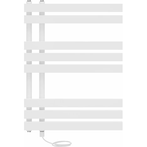 Prefilled Electric Heated Towel Rail D-shape Radiator Ladder Warmer Heating Rads 800x600mm White (1/5)