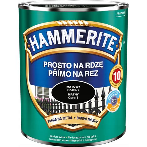 Pintura metálica Hammerite Straight to Rust, negro mate, 0,7 L (1/3)