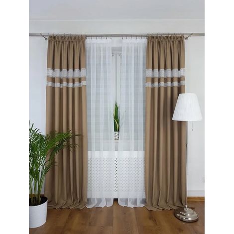 Cortinas confeccionadas, juego de 2 - marrón claro (1/5)