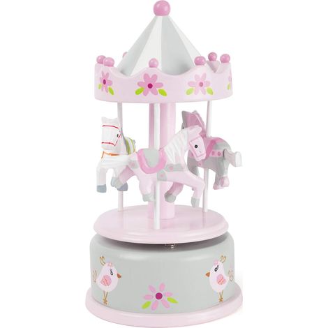 Small Foot 11230 Carillon per Bambini giostra dei Cavalli, in Legno, con Melodia, Ideale Come Ninna Nanna Decorazioni, Bianco, Taglia Unica (1/3)