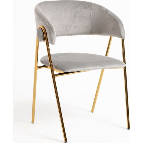 Sillas Comedor - Silla Mihu Gold Terciopelo - Gris claro