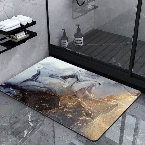 Tappetino da bagno in terra diatomacea, antiscivolo, assorbente, ad asciugatura rapida, ecologico, facile da pulire, 50 x 80 cm - Crezuo