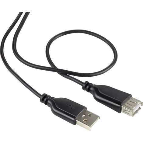 Trywise Câble USB USB 2.0 USB-A mâle, USB-A femelle 1.00 m noir gaine ultra-douce RF-4080795 Y875831