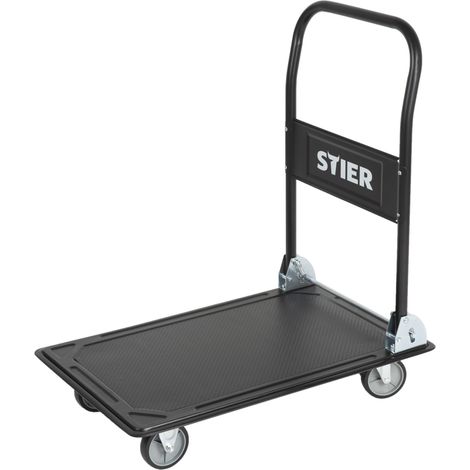 STIER Plattformwagen, Klappbar, Tragkraft 300 kg, Ladefläche 910 x 610 mm,Transporthilfe mit Lenkrollen, Rollwagen mit Antirutsch Beschichtung und umlaufenden Stoßschutz (1/4)