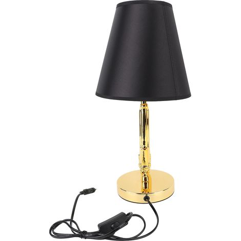 Lampe sur table de nuit contemporaine à LED ornementale interrupteur poussoir lampe à lire chambre bureau salon en fer H44cm base 15cm 1 socle 1 abat-jour sans ampoule E27 E26 (1/5)
