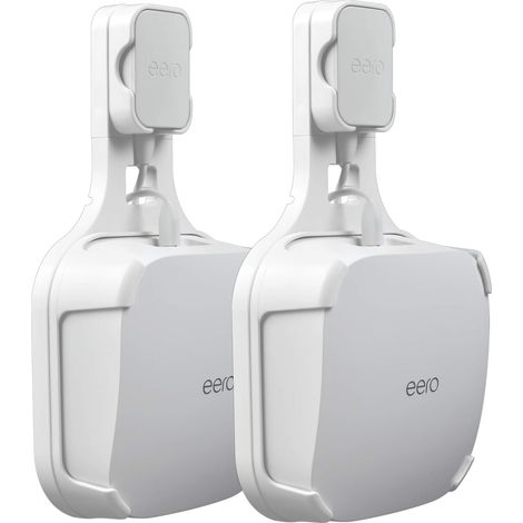 Wall Mount For Eero Pro 6 Home Wifi System, Simple And Robust Wall Mount Stand For Eero Pro 6 Tri-Band Mesh Wi-Fi 6 System, No Messy Cables (White, 2 Pieces) (1/5)