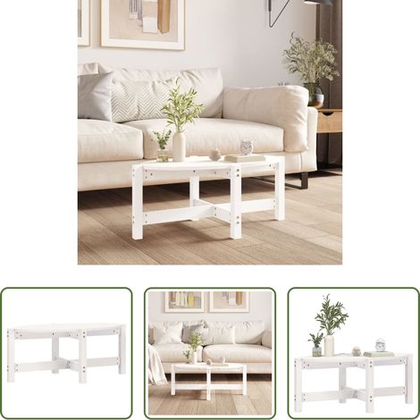 Kiefer Couchtisch - Couchtisch Weiß 87x48x35 cm Massivholz Kiefer (1/5)