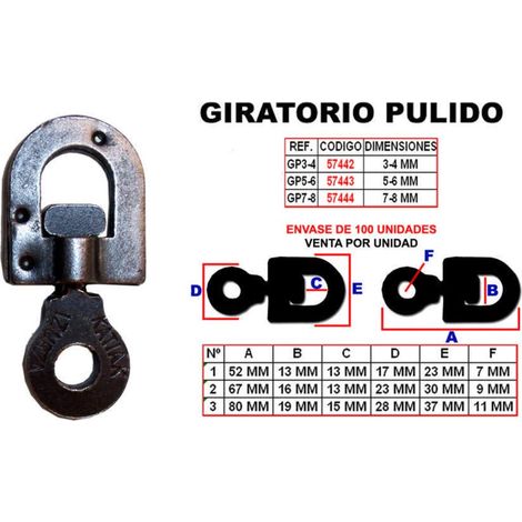 Grilli girevoli numero 2 lucidati da 5-6 mm GP-5-6