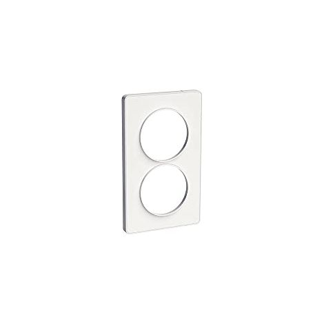Schneider Electric – Plaque Schneider Odace Touch blanche 2 postes verticaux 57mm – Plastique RAL 9003 – IK04 – IP21 D – Lot de 5