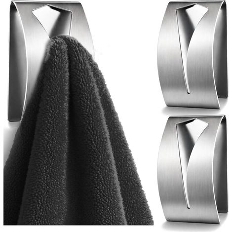 2 selbstklebende Handtuchclips aus Edelstahl 304, kein Bohren erforderlich, zur Wandmontage für Bad und Küche (1/4)