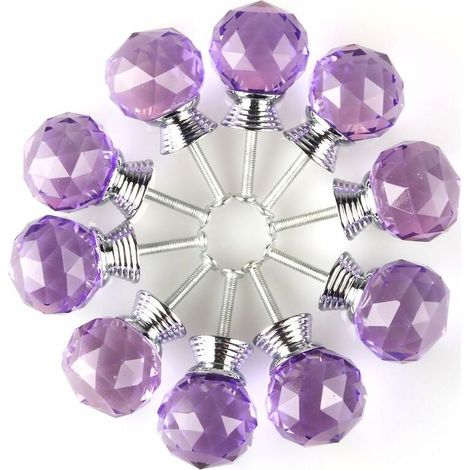 10 pièces violet cristal verre boule noire ronde poignée en verre décoration pour tiroir d'armoireArmoire de cuisine universelle (1/3)