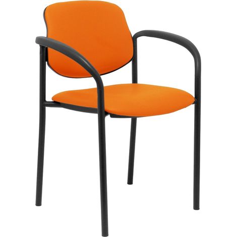 Sedia fissa Villalgordo similpiel telaio arancione nero con braccioli