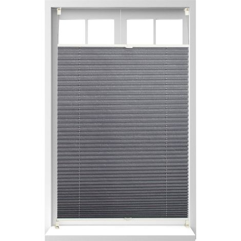 4 Estores Plisados Transparente, Políéster, 100 x 130 cm, Gris