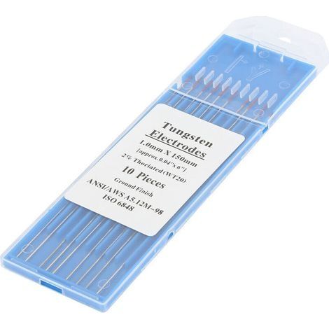 Thorierter Wolframstab, Wolframnadel mit rotem Kopf WT20 (1,0 mm x 150 mm), 10 Stück (1/3)