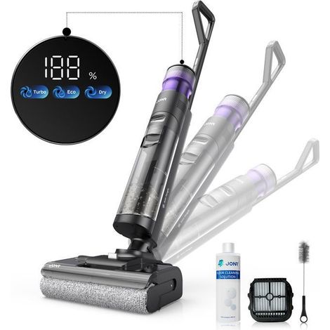 JONR ED12 Pro Max-Aspirateur Balai Laveur Sans Fil 17000Pa,Nettoyage à 70°C,Autonomie 40 mins, Rappel Vocal Intelligent-Pivot 180°