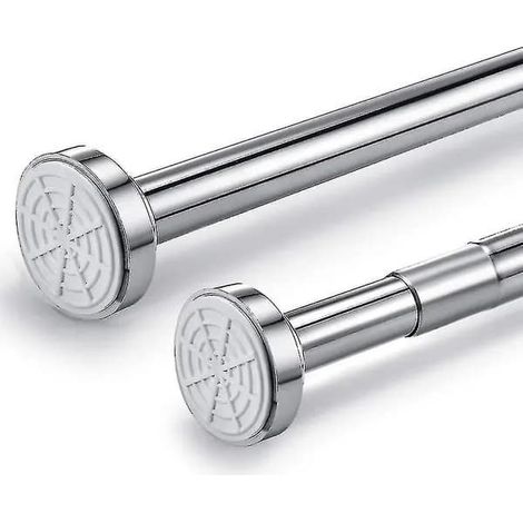 Barre de douche télescopique en acier inoxydable, extensible de 40 à 60 cm, installation sans perçage, pince de tension, embouts antidérapants, couleur argent. (1/5)