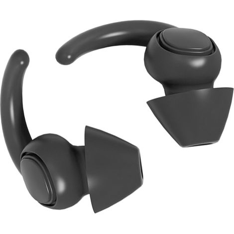 Bouchons d'Oreilles en Silicone Souple - Protection Auditive pour Nage, Sommeil et Bruit - Noir 7ème Génération (1/5)