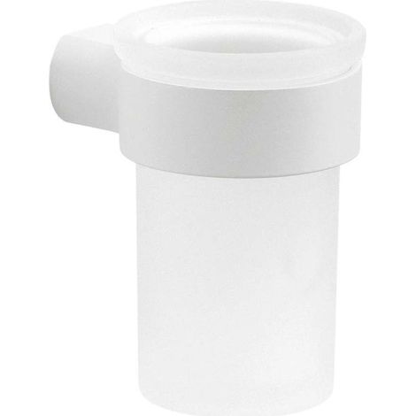 Sapho Gedy Pirenei - Vaso para cepillo de dientes con soporte, blanco mate/cristal satinado PI1002 (1/3)