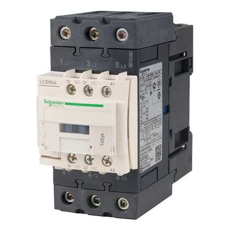 Contattore di potenza TeSys Deca 50A 3P 24V CA 1NO 1NC (EVK) LC1D50AB7