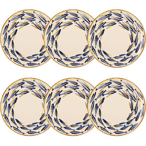 Lot de 6 assiettes plates en grès, MARIUS (1/2)
