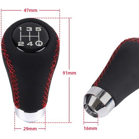 Adatto per modifiche auto, pomello del cambio universale a 5 marce, pomello del cambio in pelle (1/5)