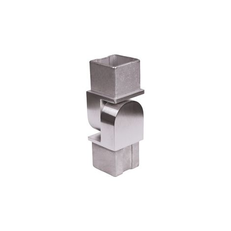 Deco Fer Forge – Connecteur réglable pour tube carré 40mm – Inox 316 pour usage intérieur et extérieur – Hauteur 52mm – Largeur 26mm – À coller
