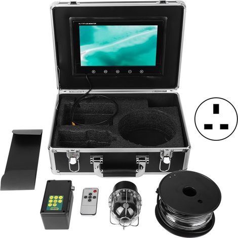 Caméra de surveillance pêche 10.1", 20 LED infrarouges, dôme étanche IP68, rotation 360° panoramique, détecteur de poissons, AC100-240V prise UK (1/5)