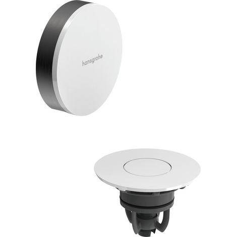 Hansgrohe Flexaplus - Set superiore per scarico e troppopieno per vasca da bagno con troppopieno, Push-Open, cromo nero spazzolato/bianco lucido 58187340 (1/5)