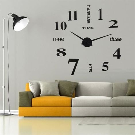 DIY 3D Horloge Murale Design Géante - Ronde - Avec Chiffres (1/4)