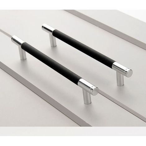 2 pièces de poignées en alliage d'aluminium noir et argent avec un espacement des trous de 160 mm, adaptées aux bureaux, tiroirs et armoires (1/5)