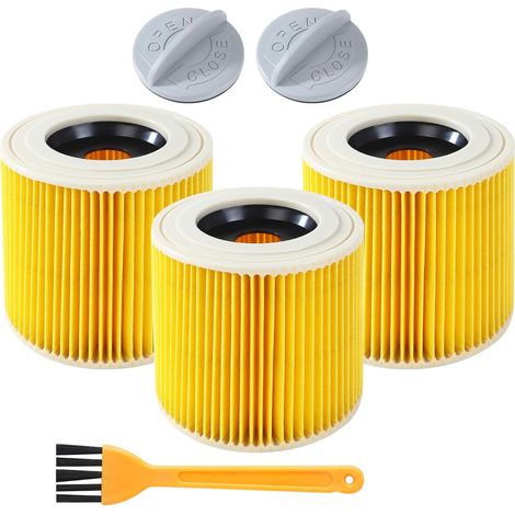 x Kärcher Staubsauger-Filterpatrone, kompatibel mit Kärcher WD3 mit Bürste für [WD3, WD2, WD1, MV3, MV2, A, K, KNT, SE, VC] Ersetzt 6.414-552.0, 6.414-772